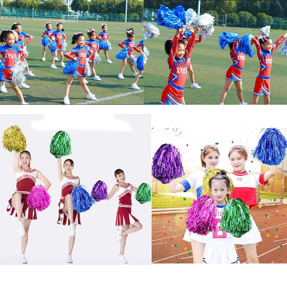 MYRON 6pairs 2 styles Cheerleading Cheering Ball Double hole handle Dance Party Decorator Cheerleader pompoms Fancy Competition Flower Dress Costume Concert Club Sport Supplies