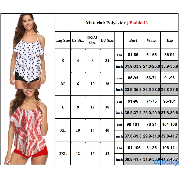 CB❤❤ Women Polka Dot Tankini Padded Swimwear Ruffle Sling Beach Tops Shorts Set | BigBuy360 - bigbuy360.vn