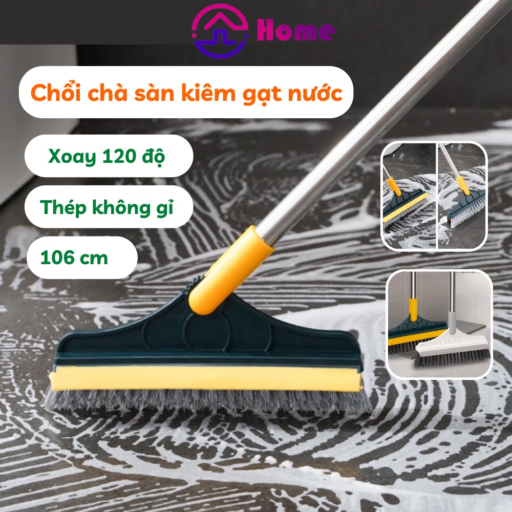 Chổi Chà Sàn Nhà Tắm Thông Minh Thiết Kế Đầu Gạt Nước Và Đầu Chổi Xoay 120 Độ Quét Nhà Siêu Sạch Mọi Góc Bẩn