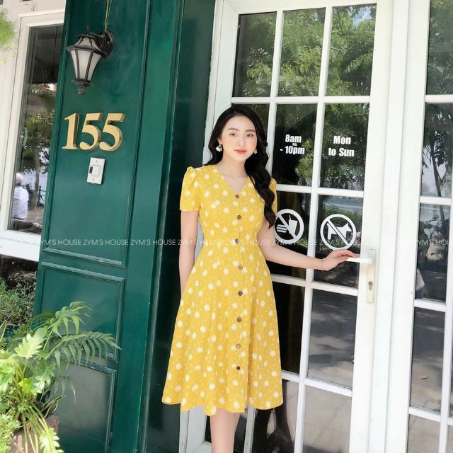 Váy tằm đũi ngắn tay hoa nhí