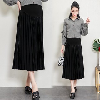  Chân váy bầu xếp li dáng dài thời trang