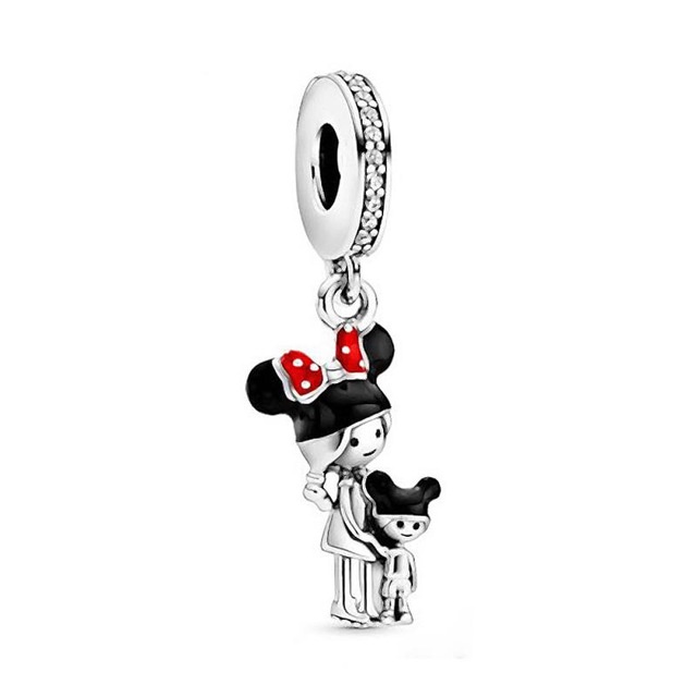 Mặt Dây Chuyền Bạc 925 Hình Chuột mickey minnie Chim Cam Vòng Xoay Ngựa Gỗ diy