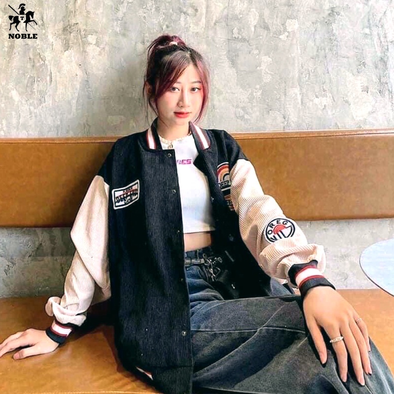 [Freeship] Áo khoác nhung bomber nam nữ phong cách hàn quốc dễ thương thời trang Noble TP65
