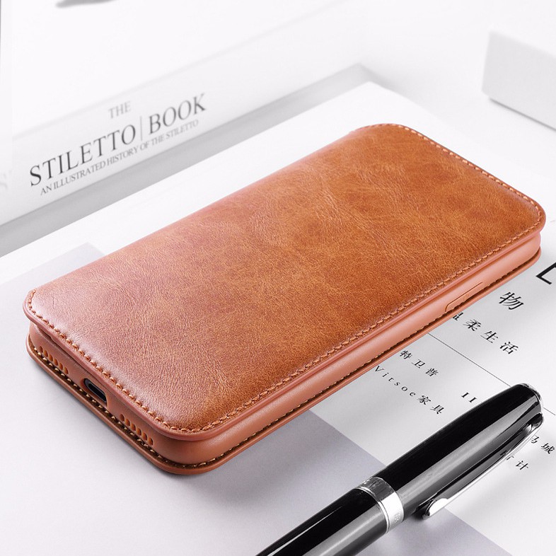 Bao da ốp lưng xịn điên thoại iphone ip6 6s 7 8 plus ipx xs max 11 12pro max  da thật, ngăn ví đựng tiền