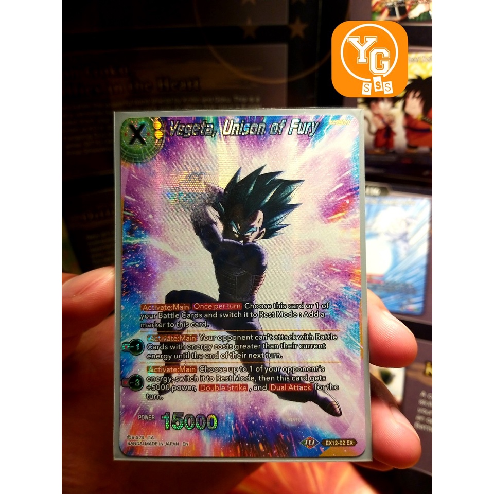 Thẻ bài Bandai chính hãng Vegeta, Unison of Fury - EX12-02 - Expansion Rare Foil