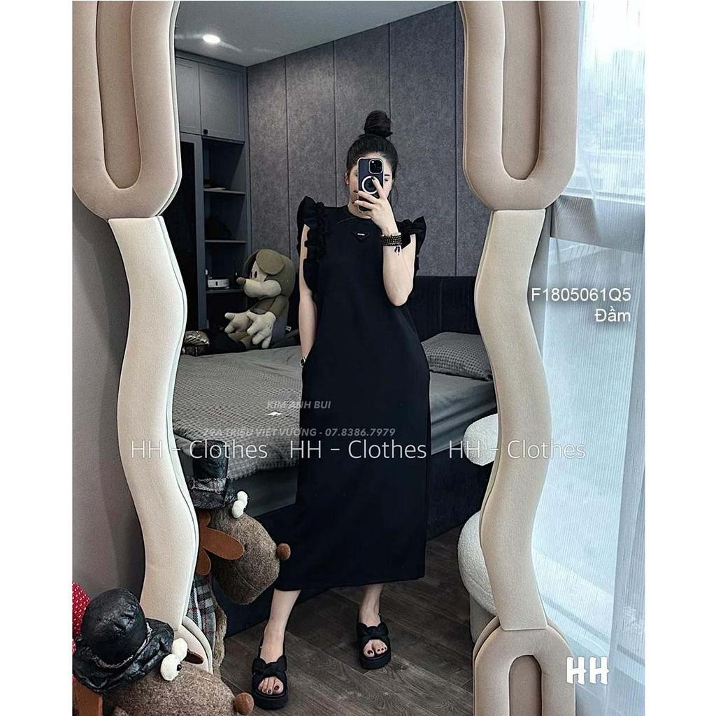 Đầm maxi ba lỗ pha thô dáng xòe rút eo