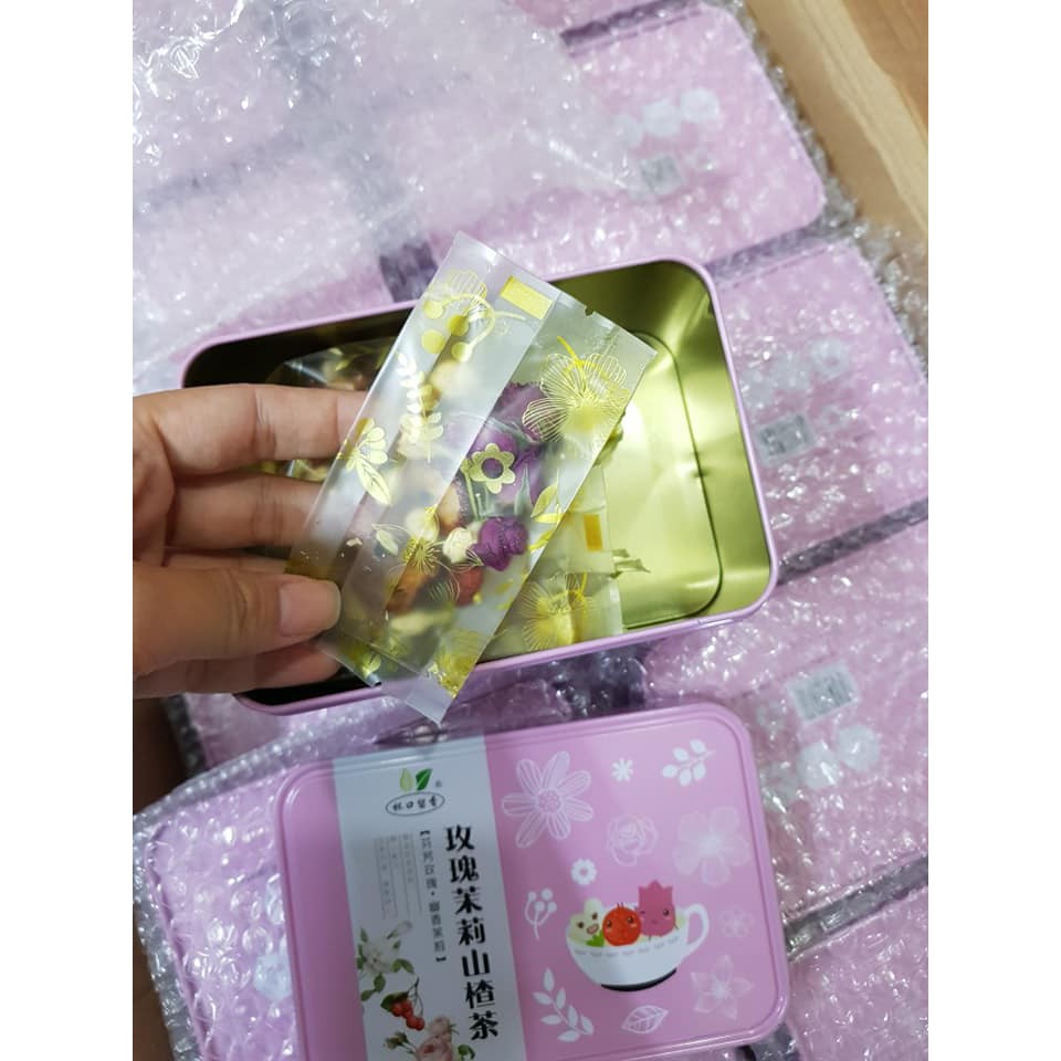 Set 10 gói Trà Hoa Hồng Hoa Lài Sơn Trà - Trà Giảm Mỡ Đẹp Da (HỘP THIẾC) | BigBuy360 - bigbuy360.vn