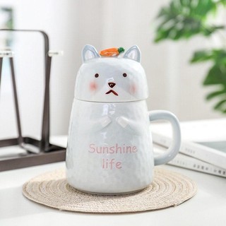 Cốc sứ uống trà,cafe có nắp hình thỏ, gấu đáng yêu