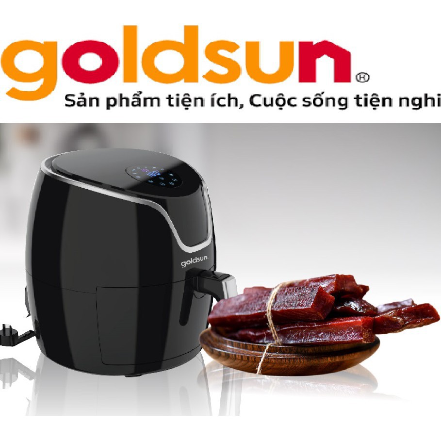 Nồi chiên không dầu điện tử Goldsun CQ2602, 5,5L, có bảo vệ tự ngắt khi quá nhiệt, bảo hàng 1 năm.