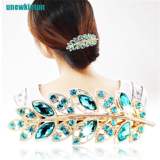 U●kẹp tóc hình chiếc lá đính hạt lấp lánh