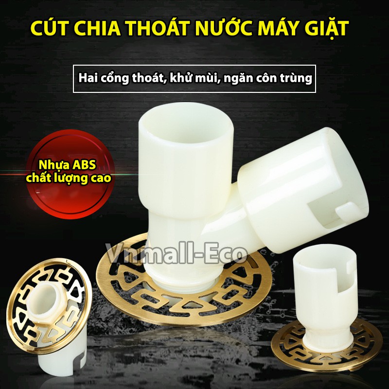 Phụ kiện cút nối thoát nước chống tràn, cút chia thoát sàn máy giặt, cút nối chữ Y