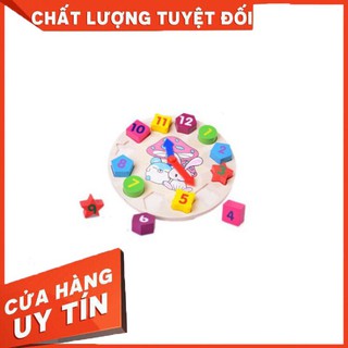 HCM- Đồng Hồ Bằng Gỗ♥FREESHIP♥ Đồng Hồ Số Hình Khối Giúp Bé Phân Biệt Hình Khối, Màu Sắc