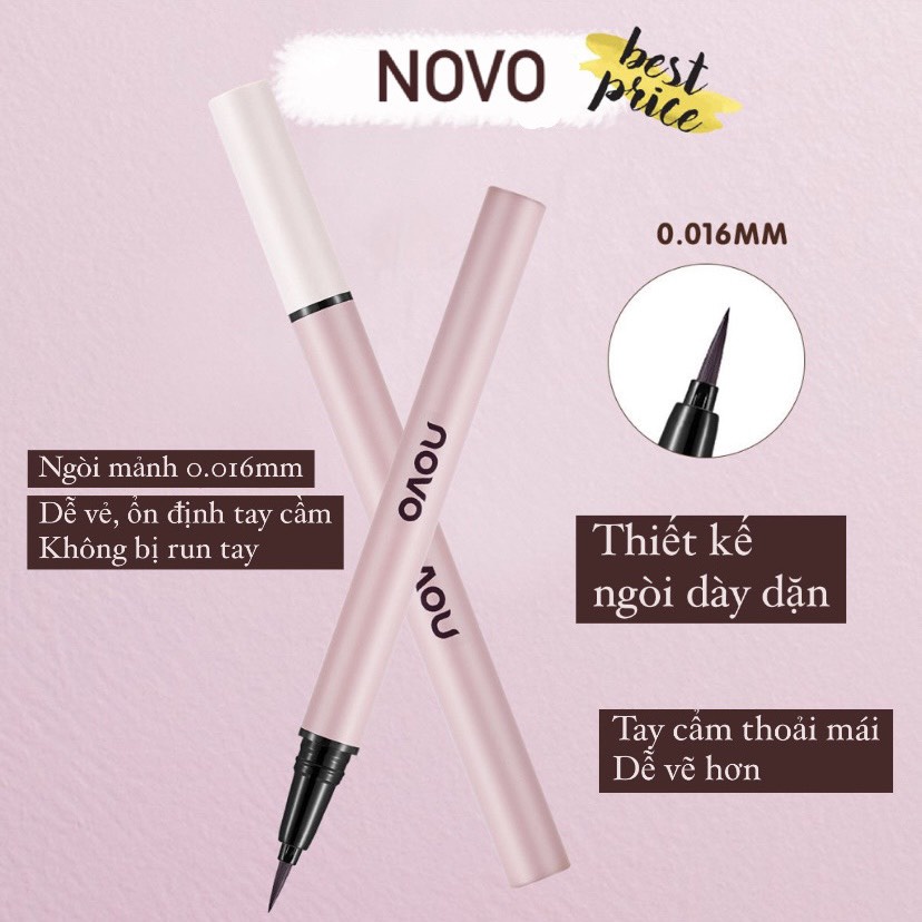 Bút Kẻ Mắt NOVO Độc Đáo, Thiết Kế Đơn Giản, Đẹp Mắt, Đầu Bút Nhỏ 0.016mm, Nét Kẻ Thanh Mảnh, Sắc Nét, Chống Thấm Nước