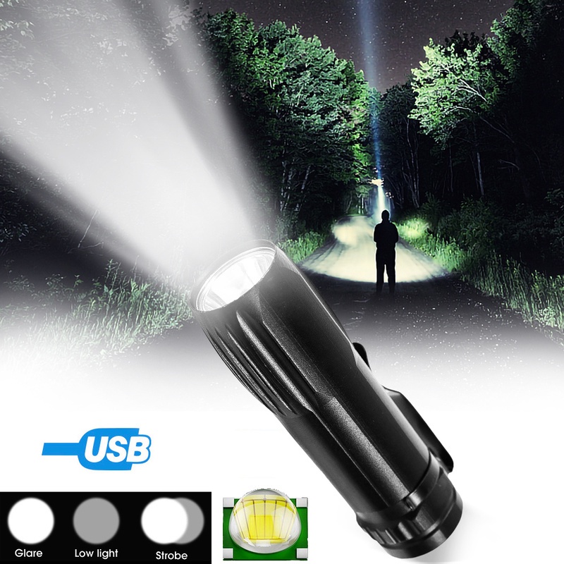 Đèn Pin LED Mini Siêu Sáng Sạc USB Bỏ Túi Tiện Dụng
