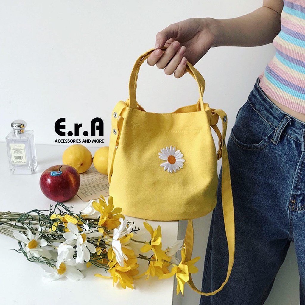 Túi Tote Dây Chéo Dành Cho Nữ ERASHOP 076515 - Cúc Trắng Nền Nhiều Màu Đáng Yêu Hot Trend Cực Rẻ Đẹp