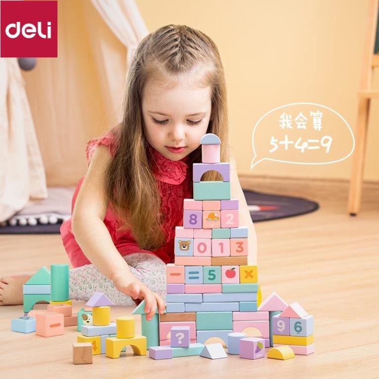 Bộ đồ chơi xếp hình bằng gỗ Deli - giúp bé phát triển trí tuệ - 74524/ 74525 [Deli]
