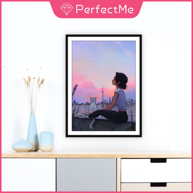 Bộ tranh đính đá 5D họa tiết cô gái xinh đẹp độc đáo kích thước 30x40cm DIY dùng trang trí nhà cửa