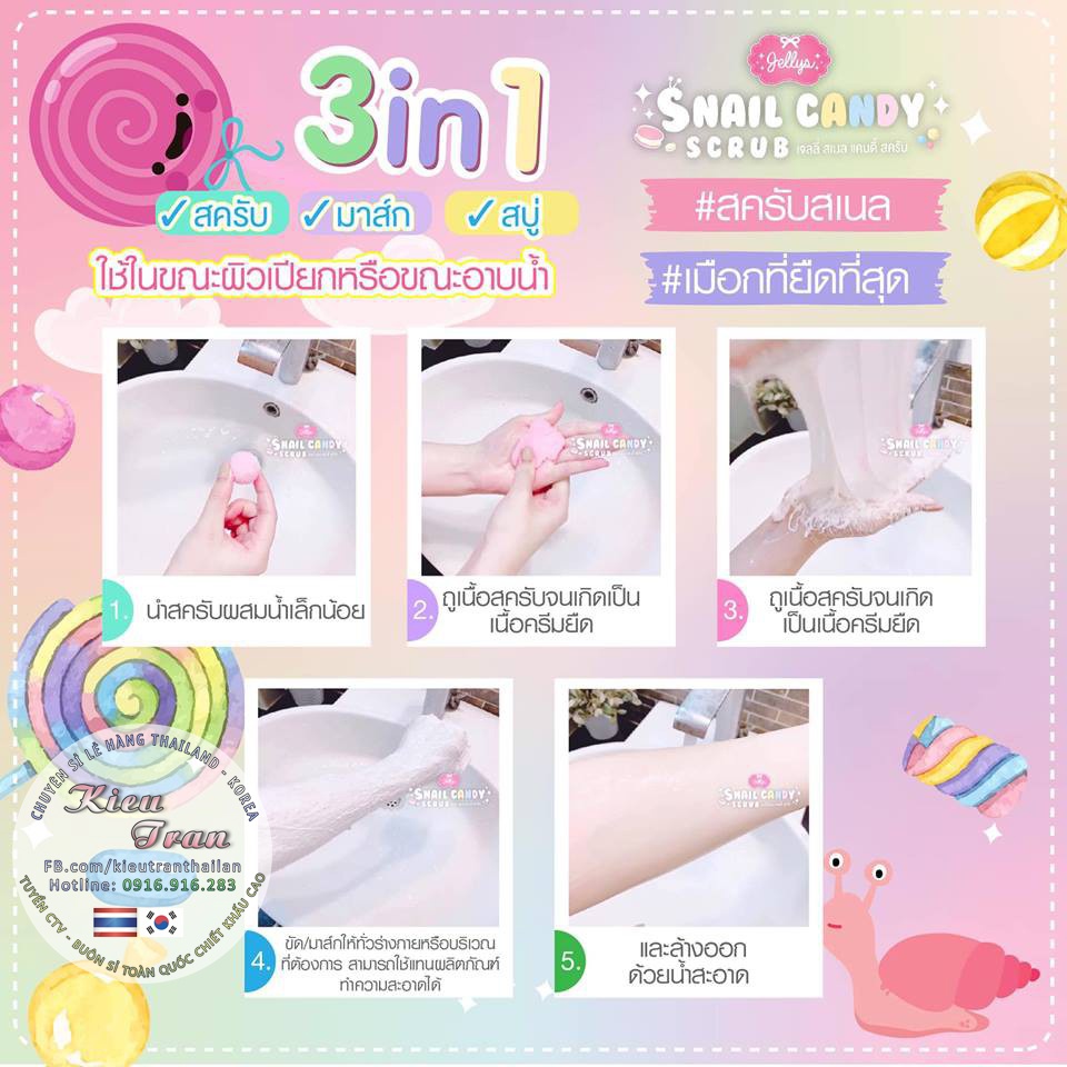 VIÊN TẮM TẨY TẾ BÀO CHẾT SNAIL CANDY SCRUB THÁI LAN