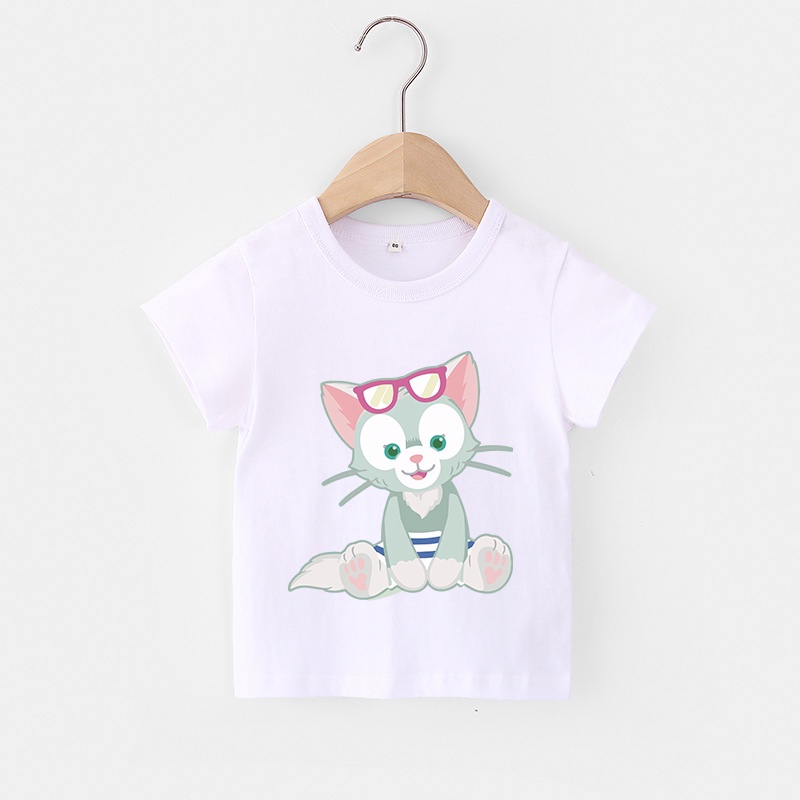 Áo thun cotton mềm mại in họa tiết động vật hoạt hình thời trang cho bé