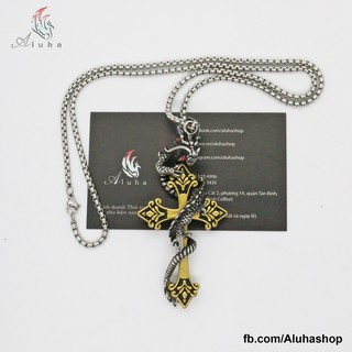 Dây chuyền Titan Phá cách Rồng và Thánh Giá (Bảo vật trấn shop) - NL089 - Aluha