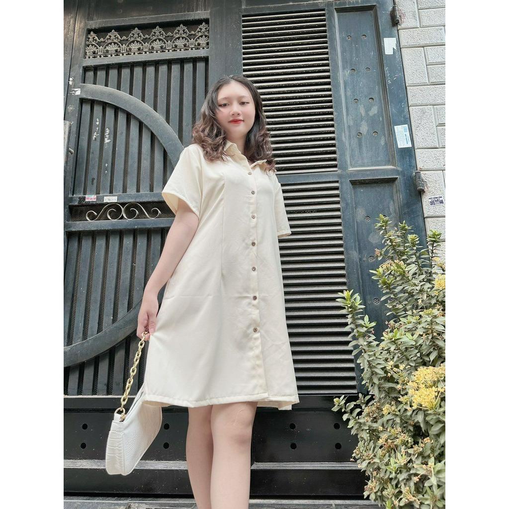 Đầm váy nữ cổ sơ mi cài cúc chiết eo lưng chun nhiều màu xinh hết nấc váy nữ 4 MÀU.