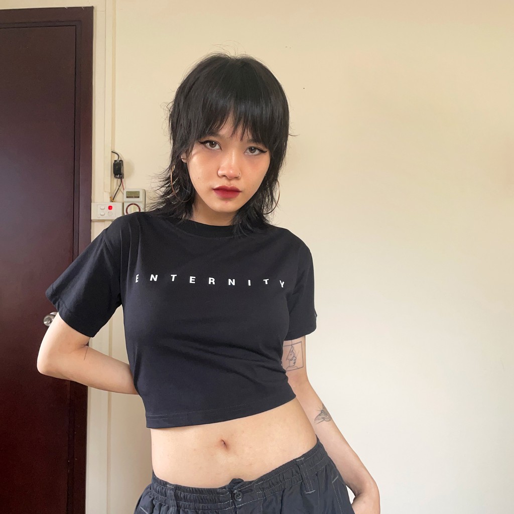 Áo croptop tay ngắn WEARIT nữ chất liệu cotton cao cấp co dãn, croptop kiểu dáng rộng Croptop enternity