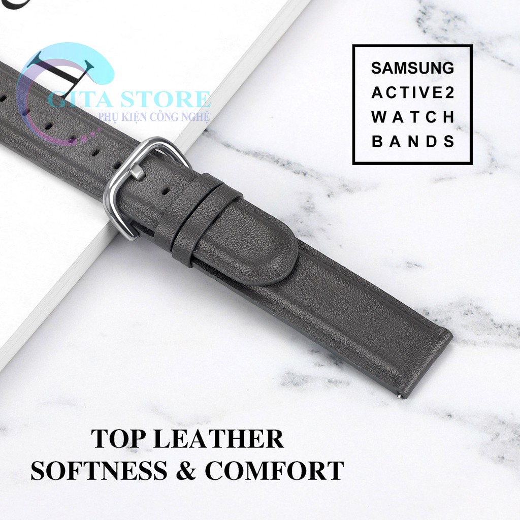 Dây da 20mm dành cho đồng hồ thông minh Samsung watch active, Garmin, Ticwatch, Amazfit...