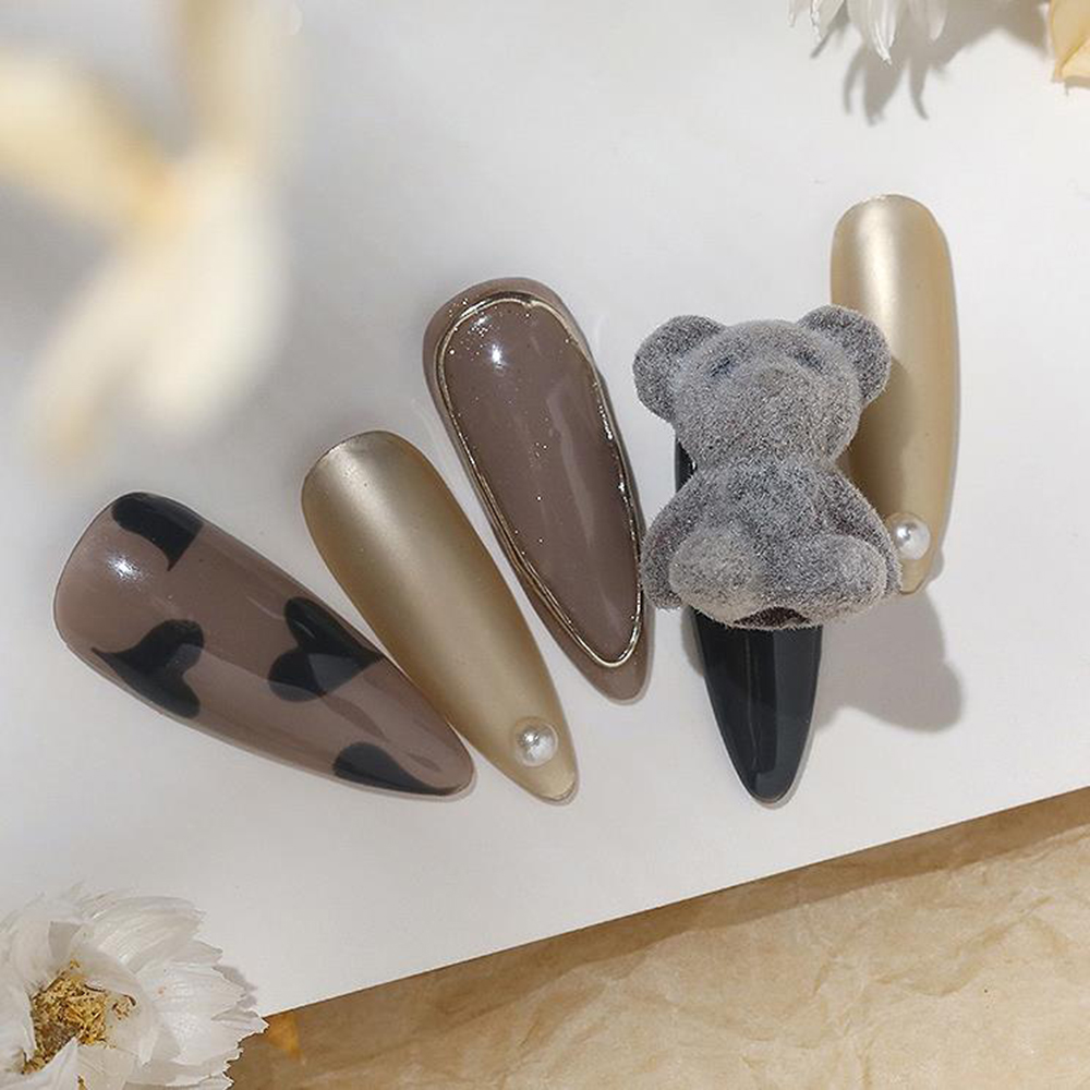 Gấu Lông Nhung Phụ Kiện Trang Trí Móng Tay 3d Thời Trang