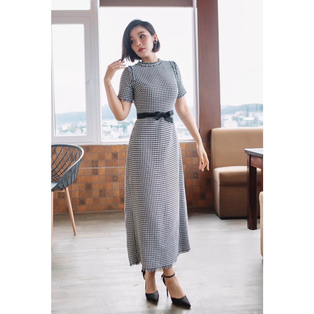 Đầm Dự Tiệc Họa Tiết Caro Kaylin Nữ AT MODA DE LITA
