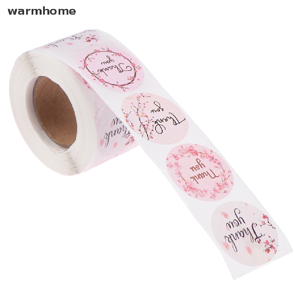 Set 500 miếng dán giấy Kraft hình tròn in chữ Thank You độc đáo trang trí đồ thủ công
