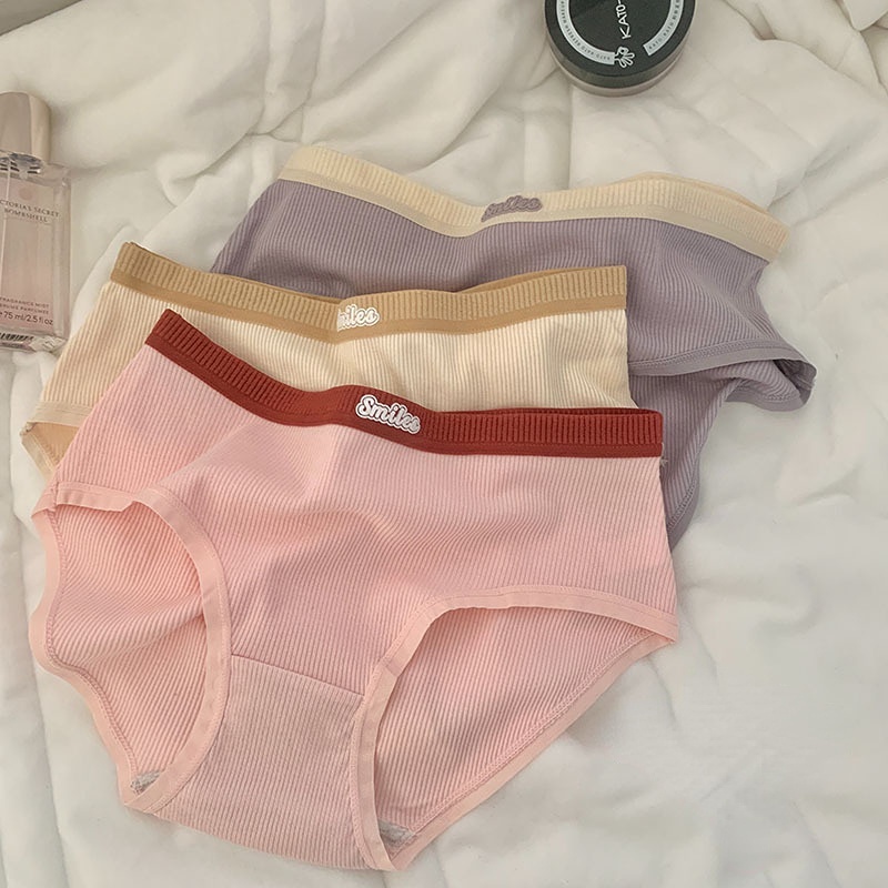 Quần Lót Cotton Lưng Vừa Co Giãn Thoáng Khí Dành Cho Nữ