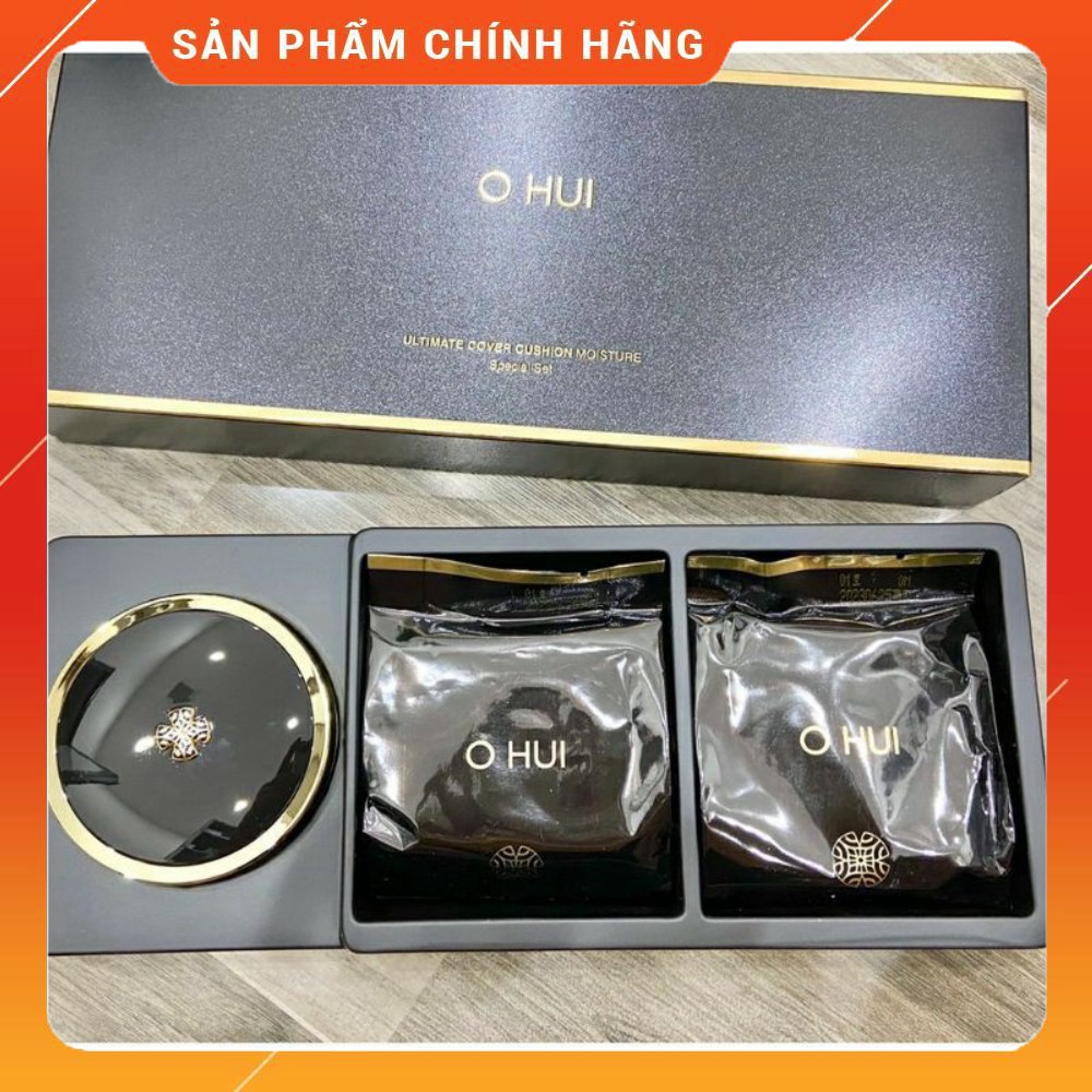 Set phấn nước Ohui đen Ultimate Cover Cushion Moisture 2 lõi với khả năng che phủ mạnh mẽ