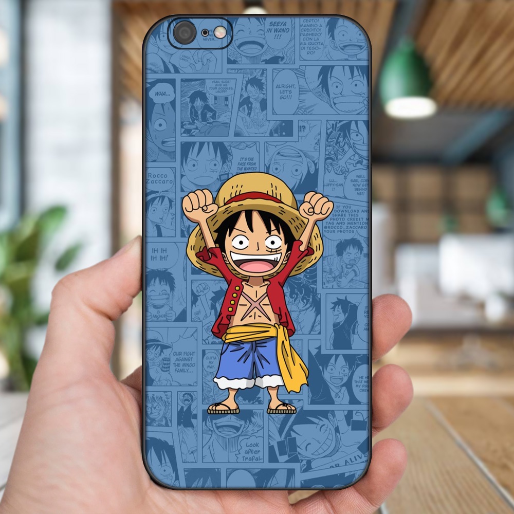 Ốp lưng iPhone 6 Plus, 6s Plus dẻo đen cạnh vuông in hình Luffy One Piece