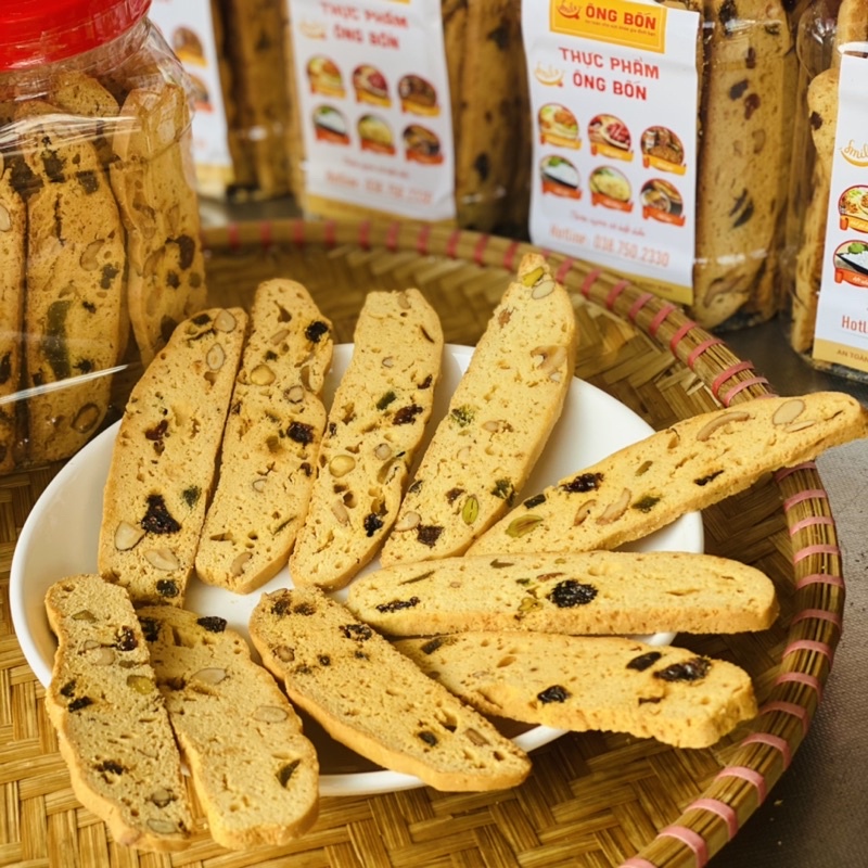 Bánh Biscotti Ăn Kiêng ÔNG BỐN - Siêu Hạt, Giúp Giảm Cân, Đủ Dinh Dưỡng