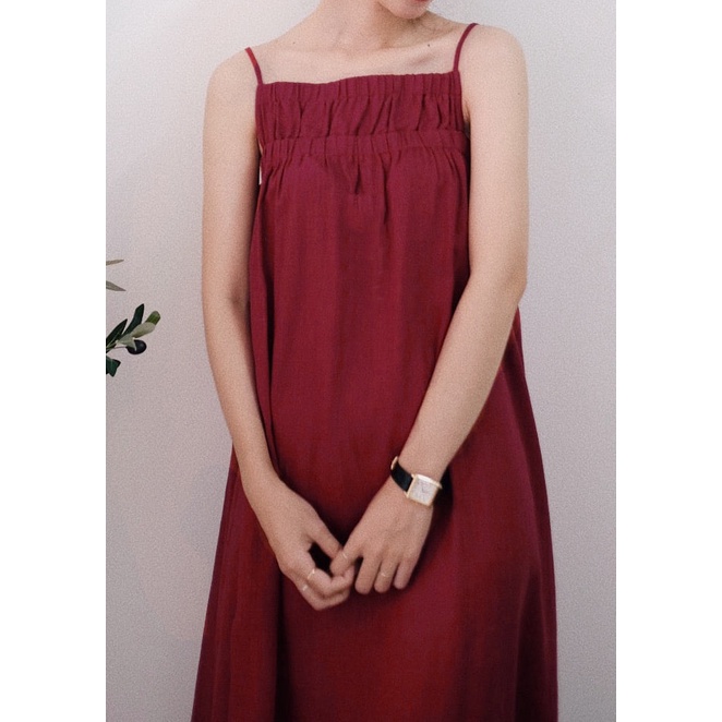 Đầm linen dây chun ngực