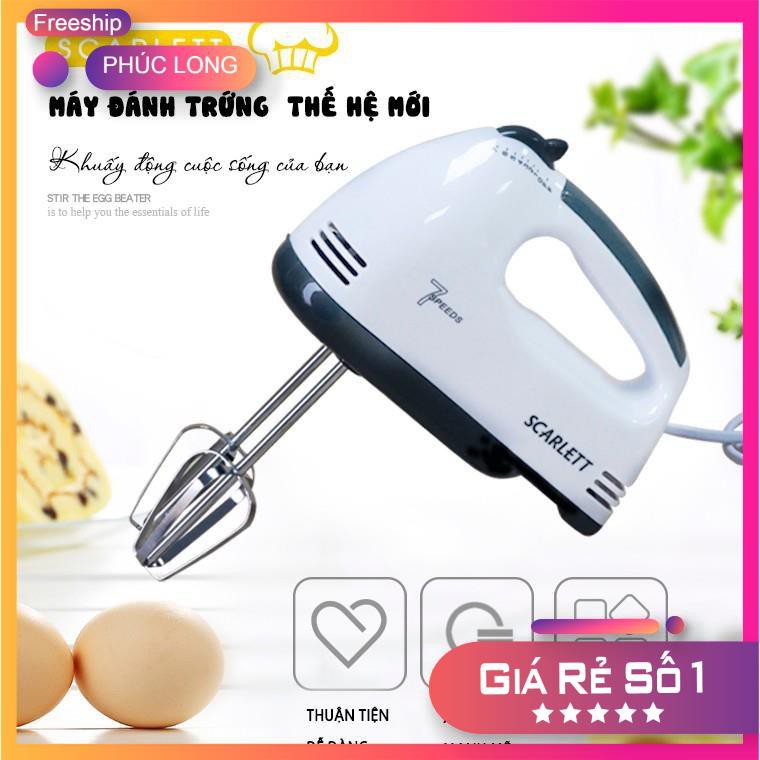 Hàng Chính Hãng - Máy Đánh Trứng Cầm Tay Scarlett 7 Tốc Độ Công Suất 180W