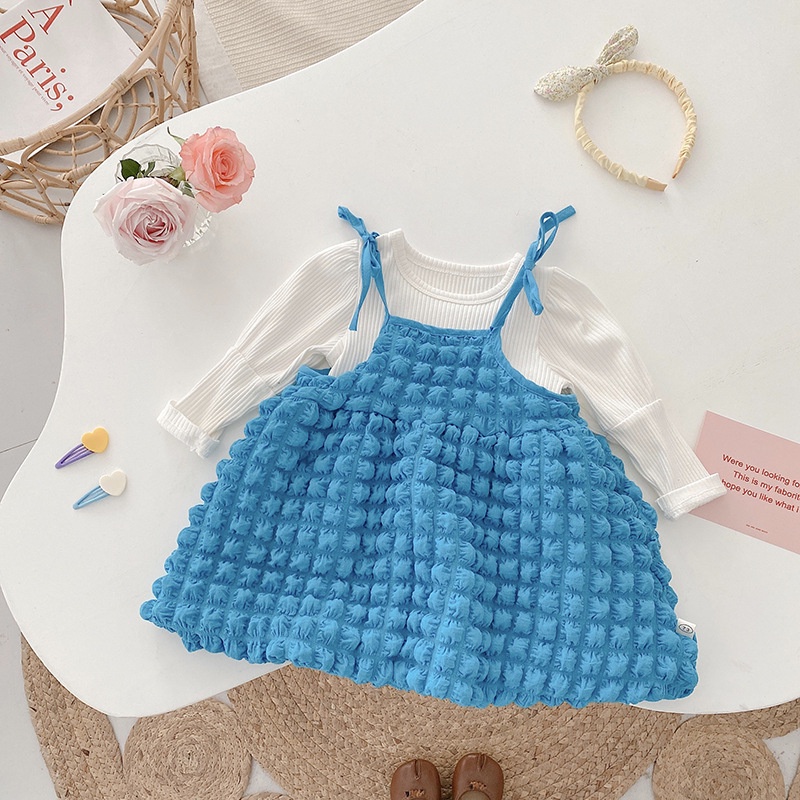 Đầm Cotton Màu Trơn Tay Ngắn Thời Trang Mùa Hè Xinh Xắn Cho Bé Gái