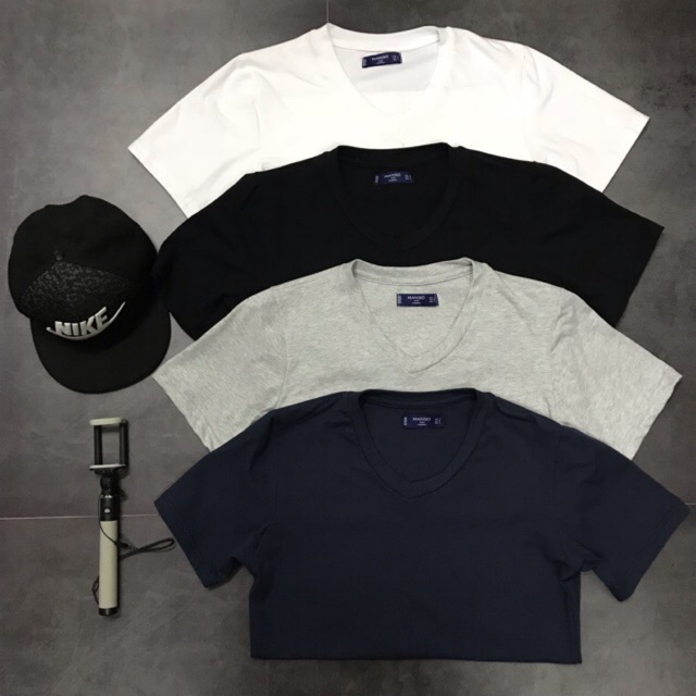 Xả hàng. Áo phông cotton cổ tim, cổ tròn