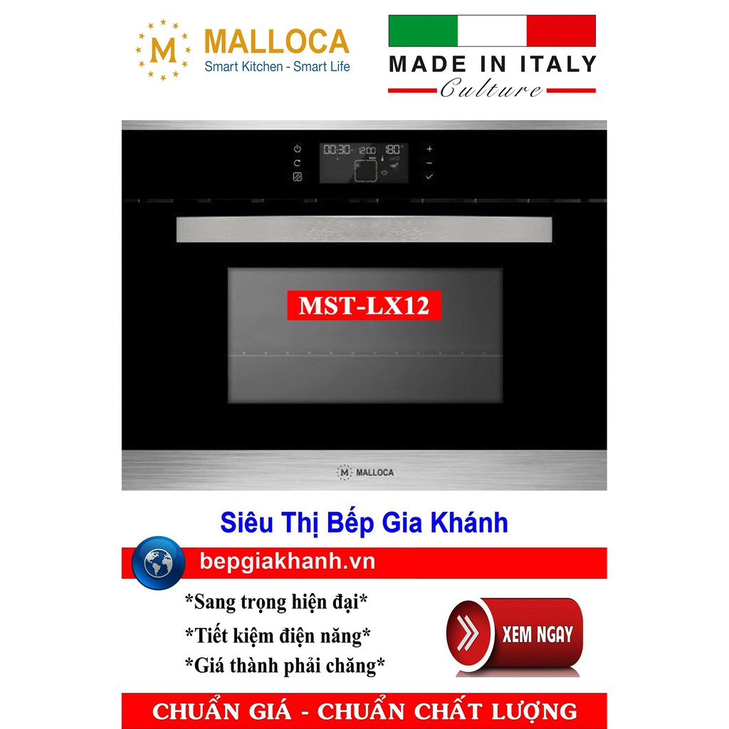 Lò nướng kèm hấp Malloca MST-LX12 nhập khẩu Italy