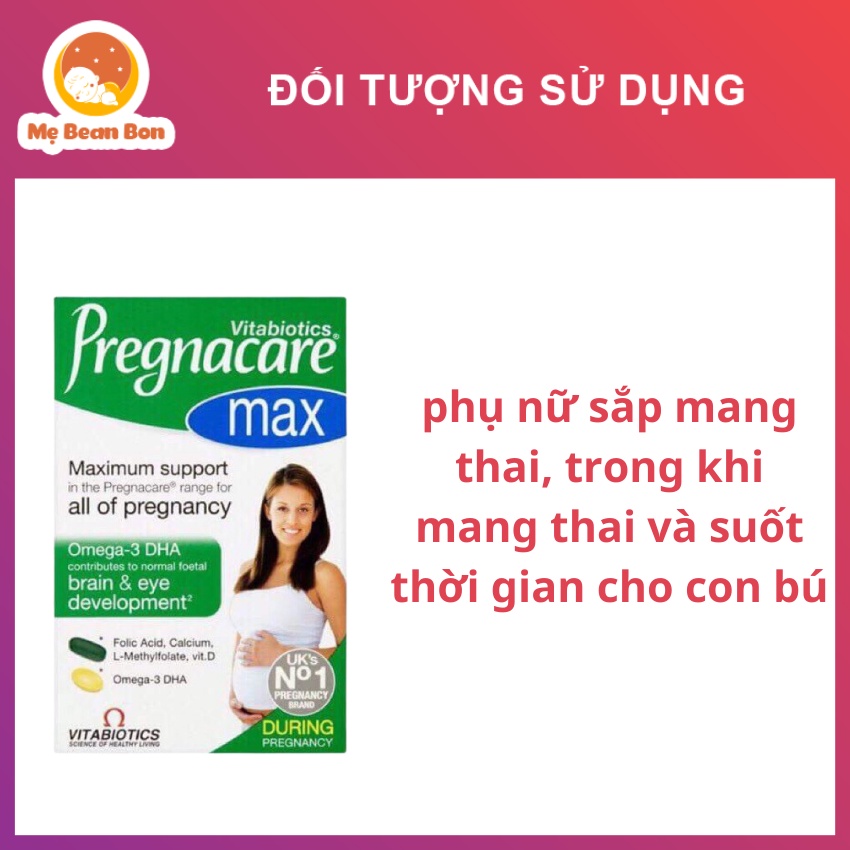 Vitamin bầu Pregnacare Max 84 viên của Anh cho bà bầu và mẹ sau sinh Bổ sung đầy đủ Folic, Sắt, DHA, Canxi cho mẹ và bé