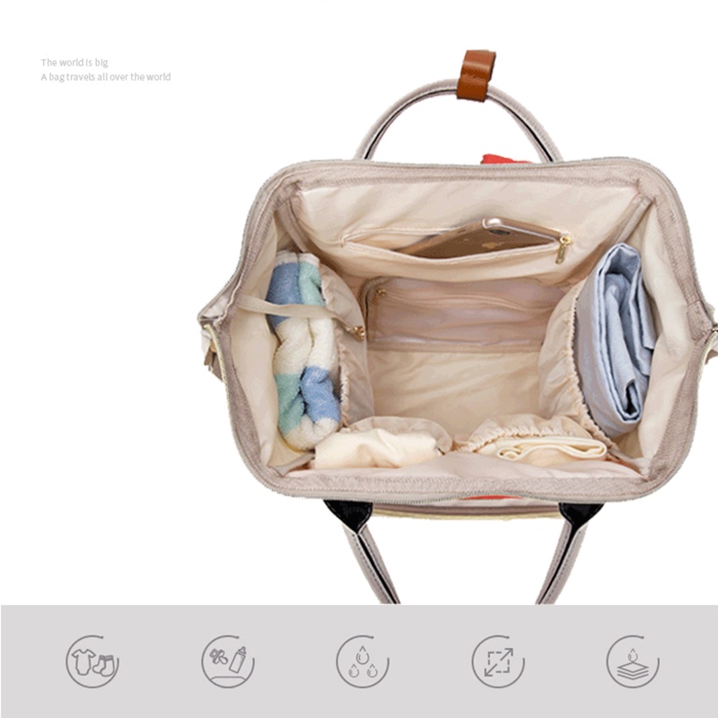 Balo bỉm sữa KidsWorld Dokoclub Mommy Bag 12 Colors giữ nhiệt bình sữa, chống thấm nước 13 ngăn 12 Colors