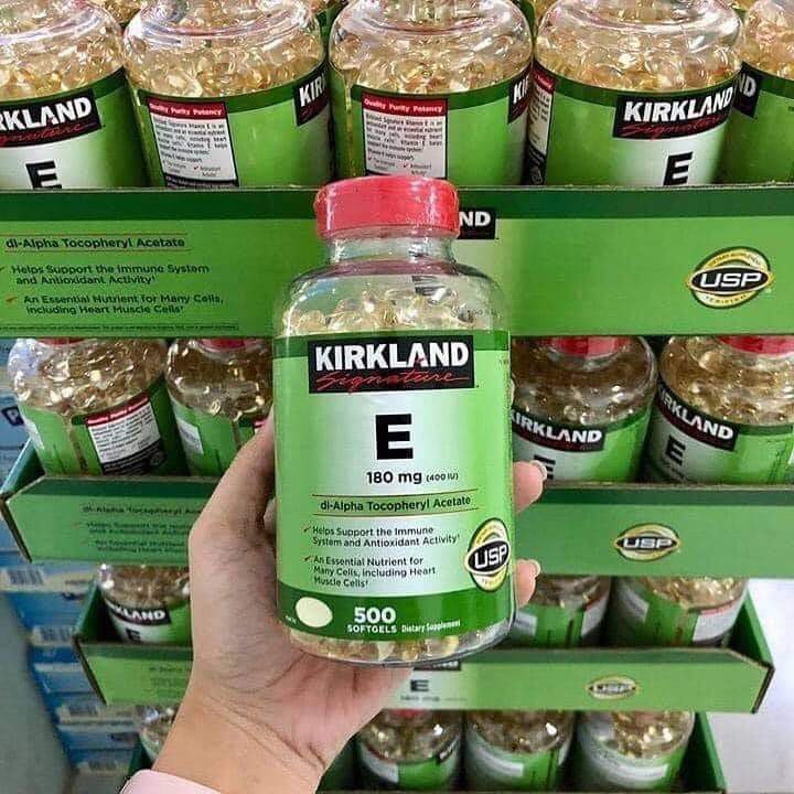Vitamin E Kirland 180mg (400 IU) của Mỹ  hộp 500 viên