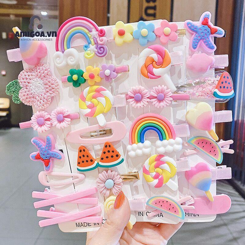 ✨✨ Set Kẹp Tóc 14 Món Nhiều Hình Kute Cho Bé Gái siêu cute, dễ thương