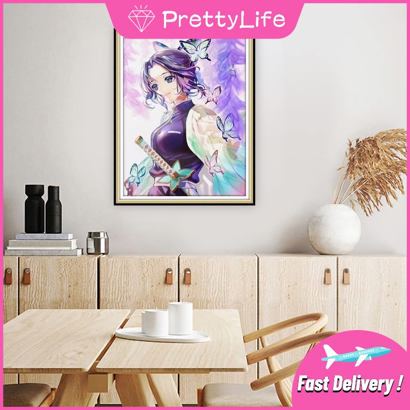 Bộ Tranh Đính Đá 5D Tự Làm Hình Nhân Vật Shinobu Kocho Trang Trí Nhà Cửa 40x50cm