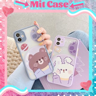 Ốp Lưng Đôi iPhone Nhám Viền Màu Bảo Vệ Camera Chống Sốc iPhon Hình Gấu Thỏ iPhone 6 6Plus 7Plus 8Plus X Xs Max 11Promax