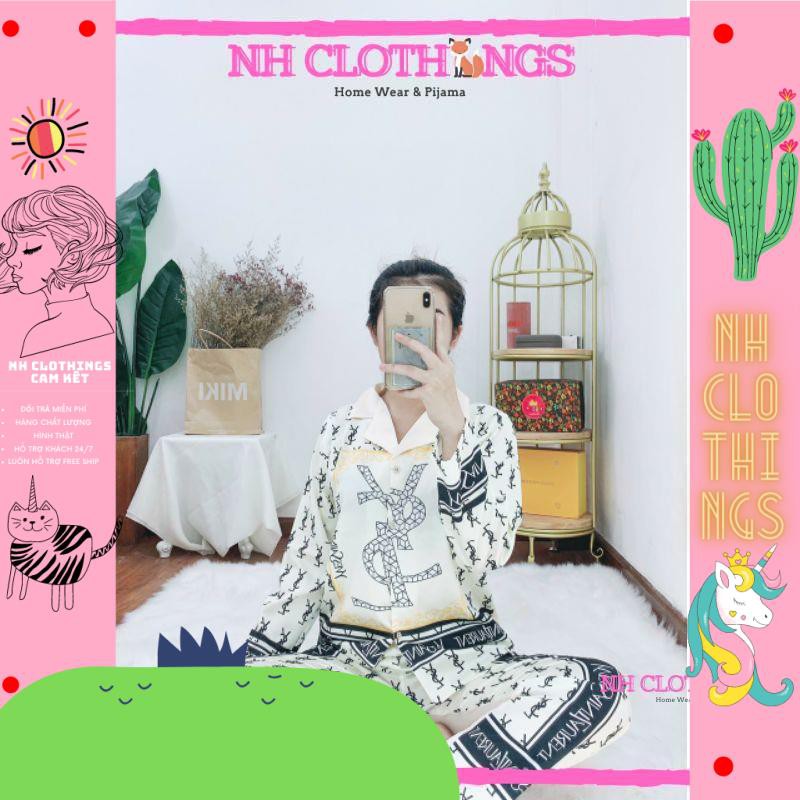 Đồ Mặc Nhà Đồ Bộ Pijama Lụa Satin Đồ Ngủ Cao Cấp Dài Tay Free Size từ 40-60 Kg thiết kế - Hàng Mới Về - NH store