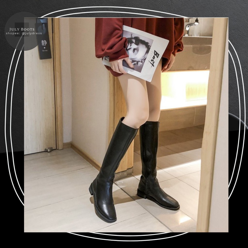 Boots Da Pu Cổ Cao Dưới Gối Đế Thấp (bắp chân 32-34cm) Inb Để Tư Vấn Số Đo | BigBuy360 - bigbuy360.vn