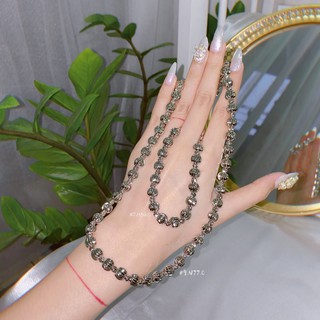Set dây chuyền lắc tay bi xi bạch kim