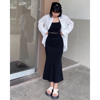 Sơ mi oversize vạt bầu một túi