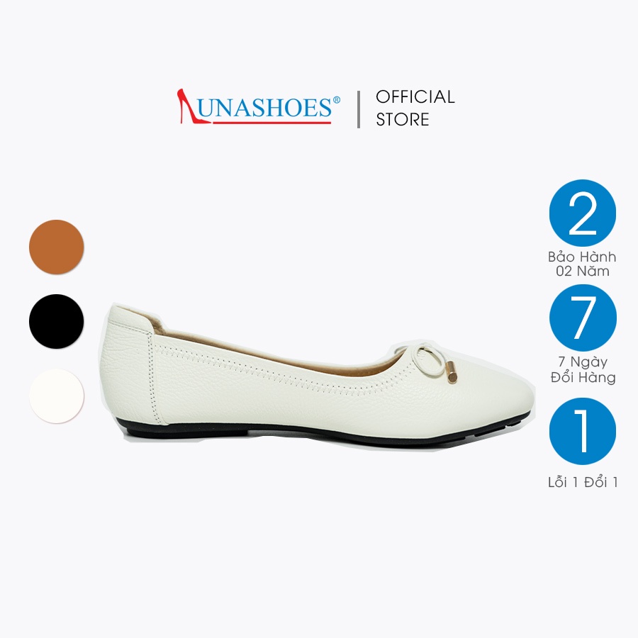 Giày mũi tròn nữ LUNASHOES 1506 giầy bệt có nơ da bò bảo hành 2 năm búp bê xinh xắn